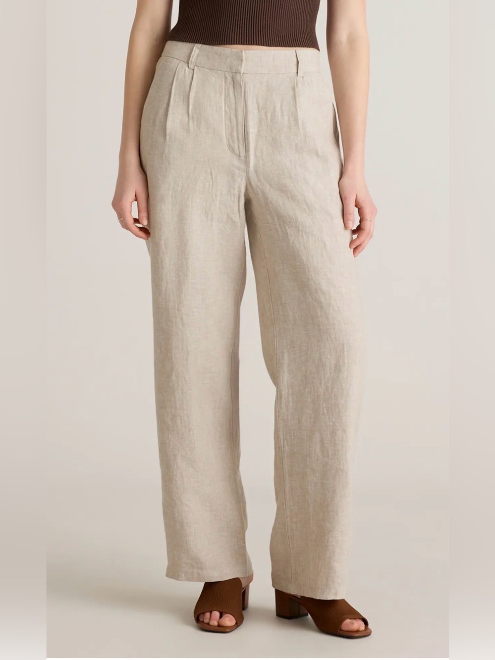 Quince 100% European Linen Pleated Trouser Flax Women's Size 8